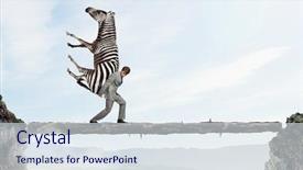  Presentation with idea - Presentation theme with big idea - businessman carrying zebra mixed media background and a sky blue colored foreground