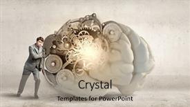  Presentation with confident - Slide set with big idea - confident businessman trying to pull background and a mint green colored foreground