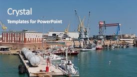  Presentation with industrial - Presentation design having big-industrial-harbor-with-many background and a teal colored foreground