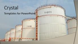  Presentation with oil tanks - Slide deck featuring big industrial oil tanks background and a light blue colored foreground