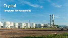  Presentation with oil tanks - Amazing theme having big industrial oil tanks backdrop and a teal colored foreground