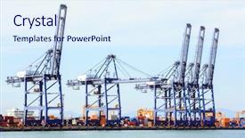  Presentation with port - PPT layouts featuring big industrial port using as freight transport and global business background and a sky blue colored foreground