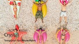  Presentation with flamingo - Colorful theme enhanced with big inflatable pineapple pizza star backdrop and a coral colored foreground