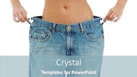  Presentation with jeans - PPT layouts featuring big-jeans-on-small-woman background and a light blue colored foreground