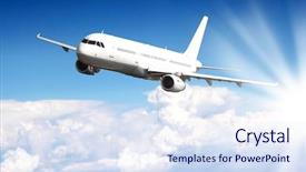  Presentation with jet plane - Beautiful presentation featuring big jet plane flying above backdrop and a sky blue colored foreground