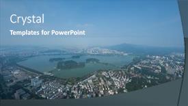  Presentation with horizon - Audience pleasing presentation theme consisting of view from zifeng tower china backdrop and a teal colored foreground