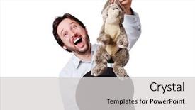  Presentation with rabbit - PPT theme having big laugh with rabbit background and a light gray colored foreground