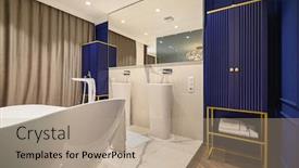  Presentation with luxury - PPT theme enhanced with big-luxury-elegant-classic-bathroom background and a coral colored foreground