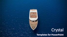  Presentation with luxury yacht - PPT theme enhanced with big luxury yacht in sea background and a navy blue colored foreground