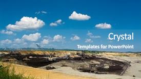  Presentation with coal - Cool new presentation design with big machin - coal mining mine backdrop and a teal colored foreground