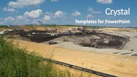  Presentation with coal - Presentation theme enhanced with big machin - coal mining mine background and a teal colored foreground