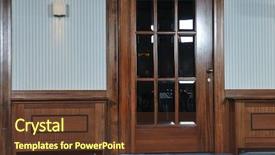  Presentation with luxury hotel - PPT layouts consisting of big massive luxury wood door background and a tawny brown colored foreground