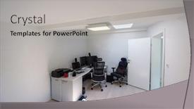  Presentation with interior design office - Presentation theme consisting of big-modern-home-office-room background and a light gray colored foreground