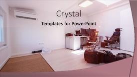  Presentation with interior design office - PPT theme featuring big-modern-home-office-room background and a lemonade colored foreground