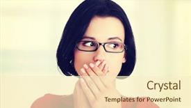  Presentation with mouth - Colorful slides enhanced with big news - shocked woman covering her mouth backdrop and a cream colored foreground