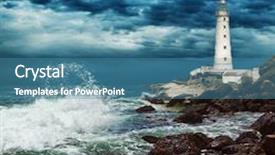  Presentation with ocean wave - Beautiful PPT theme featuring big ocean wave breaking backdrop and a teal colored foreground