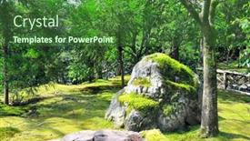  Presentation with world heritage - Amazing PPT layouts having big-old-stone-with-moss backdrop and a forest green colored foreground