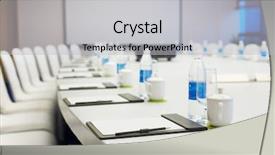  Presentation with board meeting - Slide deck enhanced with big-oval-meeting-table background and a light gray colored foreground