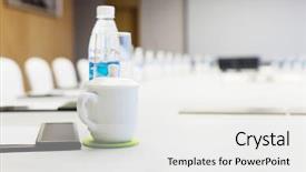  Presentation with board meeting - Slide deck having big-oval-meeting-table background and a white colored foreground