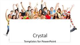  Presentation with funny - Slides with big party - happy funny people isolated background and a white colored foreground