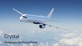  Presentation with airplane night sky cloud - PPT layouts consisting of big passenger airplane flying background and a light blue colored foreground