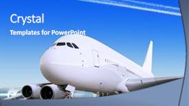  Presentation with airport runway - Cool new theme with big passenger airplane is landing backdrop and a cobalt blue colored foreground