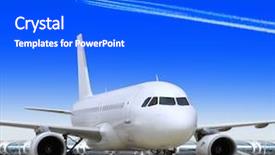  Presentation with airport runway - Slides featuring big passenger airplane is landing background and a dark gray colored foreground