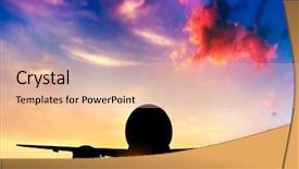  Presentation with cargo airplane - Amazing PPT theme having big passenger or cargo aircraft backdrop and a lemonade colored foreground