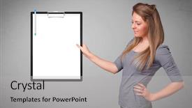  Presentation with happy young student girl holding - Audience pleasing theme consisting of big pencil - beautiful young girl holding black backdrop and a  colored foreground