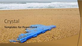  Presentation with plastic pollution - Slides featuring big-piece-of-blue-plastic background and a coral colored foreground