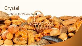  Presentation with bread - Slide deck with big pile bread products isolated background and a cream colored foreground