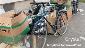  Presentation with furniture - Amazing presentation design having big-pile-of-broken-furniture backdrop and a gray colored foreground