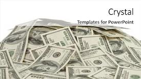  Presentation with pile - Audience pleasing PPT layouts consisting of big pile of money dollars backdrop and a white colored foreground