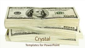  Presentation with stack - Amazing PPT layouts having big pile of money stack backdrop and a  colored foreground