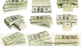  Presentation with stack - Colorful slide deck enhanced with big pile of money stack backdrop and a soft green colored foreground