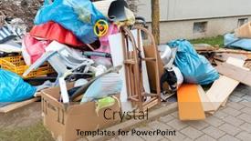  Presentation with furniture - Beautiful PPT theme featuring big-pile-of-old-broken backdrop and a coral colored foreground