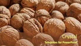  Presentation with pile - PPT theme consisting of big-pile-of-walnuts-close background and a tawny brown colored foreground