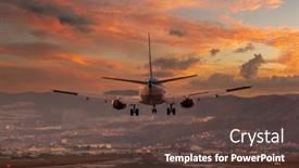  Presentation with osaka - PPT theme with big-plane-landing-at-osaka background and a tawny brown colored foreground