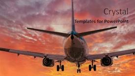  Presentation with osaka - Amazing PPT theme having big-plane-landing-at-osaka backdrop and a violet colored foreground