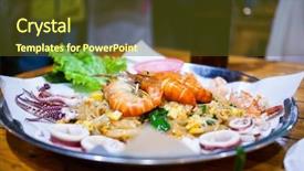  Presentation with pad thai - Amazing presentation theme having big plate of fresh pad backdrop and a tawny brown colored foreground