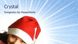  Presentation with female - Beautiful presentation theme featuring big present isolated on white backdrop and a  colored foreground