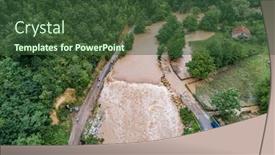  Presentation with rain - Presentation design consisting of big-rain-a-river background and a tawny brown colored foreground