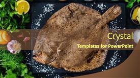  Presentation with vegetables - Presentation theme having big-raw-turbot-with-fresh background and a tawny brown colored foreground