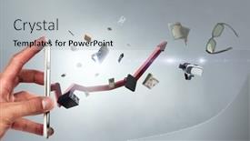  Presentation with media - Presentation design featuring big-red-arrow-up-mixed background and a light gray colored foreground