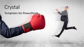  Presentation with boxing - PPT theme featuring big red boxing glove knocks background and a  colored foreground