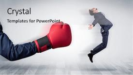  Presentation with mlb baseball in a glove - PPT theme featuring big red boxing glove knocks background and a  colored foreground