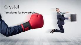  Presentation with boxing - Presentation design consisting of big red boxing glove knocks background and a  colored foreground