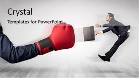  Presentation with boxing - Theme featuring big red boxing glove knocks background and a  colored foreground