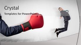  Presentation with boxing - Cool new PPT theme with big red boxing glove knocks backdrop and a  colored foreground