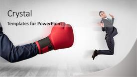  Presentation with boxing - Beautiful slide deck featuring big red boxing glove knocks backdrop and a  colored foreground